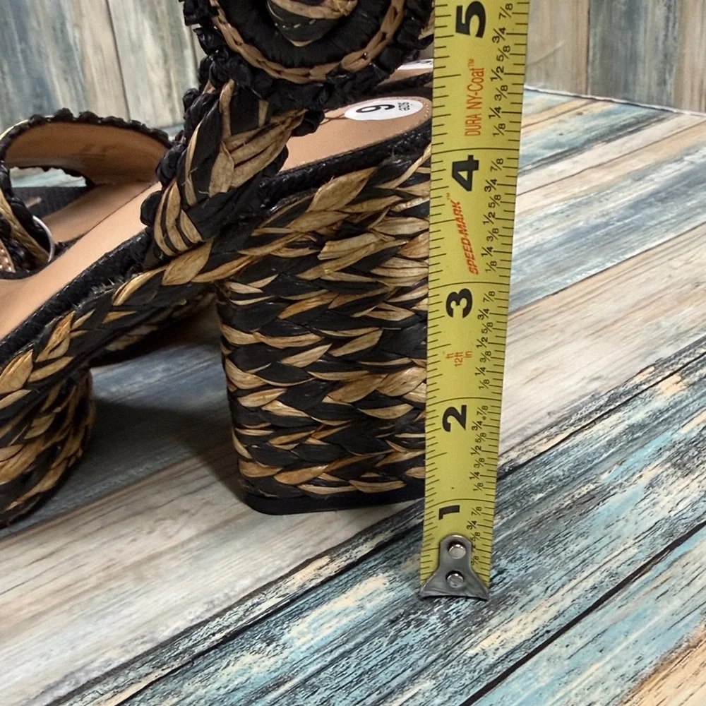 ⭐️Sam Edelman Iliana platform sandals woven raffia design chunky block heel sz 6